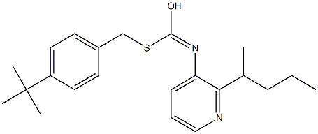 S-((4-(1,1-디메틸에틸)페닐)메틸)O-(1-메틸부틸)-3-피리디닐카본이미도티오에이트 구조식 이미지