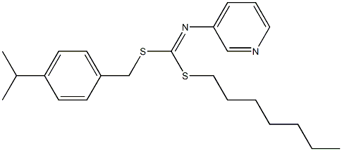 헵틸(4-(1-메틸에틸)페닐)메틸-3-피리디닐카본이미도디티오에이트 구조식 이미지