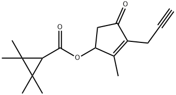 2,2,3,3-Tetramethyl-1-cyclopropanecarboxylic acid 2-methyl-4-oxo-3-(2-propynyl)-2-cyclopentenyl ester 구조식 이미지