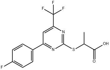 2-{[4-(4-fluorophenyl)-6-(trifluoromethyl)pyrimidin-2-yl]thio}propanoic acid 구조식 이미지