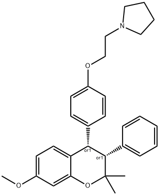 1-[2-[4-(2,2-Dimethyl-7-methoxy-3-phenylchroman-4-yl)phenoxy]ethyl]pyrrolidine 구조식 이미지