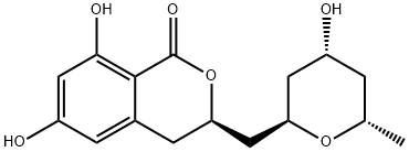 (3R)-3,4-Dihydro-6,8-dihydroxy-3-[[(2R,6S)-tetrahydro-4-hydroxy-6-methyl-2H-pyran-2-yl]methyl]-1H-2-benzopyran-1-one 구조식 이미지