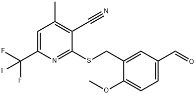 2-[(5-FORMYL-2-METHOXYBENZYL)THIO]-4-METHYL-6-(TRIFLUOROMETHYL)NICOTINONITRILE Structure