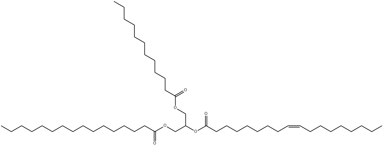1-DODECANOYL-2-[CIS-9-OCTADECENOYL]-3-HEXADECANOYL-RAC-GLYCEROL Structure