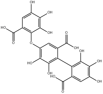 4-(6-Carboxy-2,3,4-trihydroxyphenoxy)-4',5,5',6,6'-pentahydroxy-1,1'-biphenyl-2,2'-dicarboxylic acid 구조식 이미지