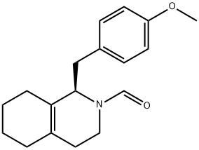 (+)-3,4,5,6,7,8-헥사하이드로-1-(p-메톡시벤질)-2(1H)-이소퀴놀린카복스알데히드 구조식 이미지