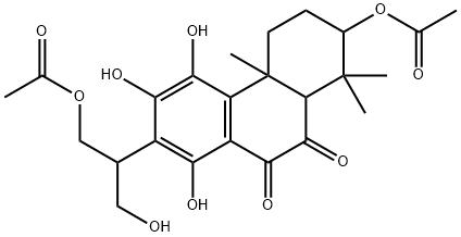 2-(Acetyloxy)-7-[2-(acetyloxy)-1-(hydroxymethyl)ethyl]-1,2,3,4,4a,10a-hexahydro-5,6,8-trihydroxy-1,1,4a-trimethylphenanthrene-9,10-dione 구조식 이미지