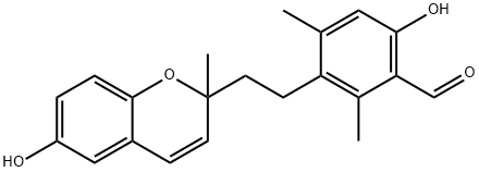 6-Hydroxy-3-[2-(6-hydroxy-2-methyl-2H-1-benzopyran-2-yl)ethyl]-2,4-dimethylbenzaldehyde 구조식 이미지