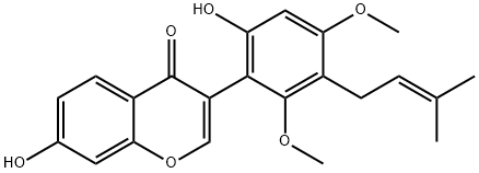 7-Hydroxy-3-[6-hydroxy-2,4-dimethoxy-3-(3-methyl-2-butenyl)phenyl]-4H-1-benzopyran-4-one 구조식 이미지