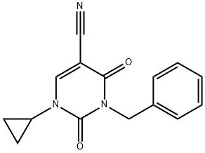 3-BENZYL-1-CYCLOPROPYL-2,4-DIOXO-1,2,3,4-TETRAHYDROPYRIMIDINE-5-CARBONITRILE 구조식 이미지