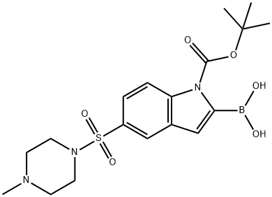 1H-인돌-1-카르복실산,2-보로노-5-[(4-메틸-1-피페라지닐)술포닐]-,1-(1,1-디메틸에틸)에스테르 구조식 이미지