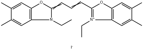 5,6-DIMETHYL-2-(3-(5,6-DIMETHYL-3-ETHYL-2-BENZOXAZOLINYLIDENE)-1-PROPENYL)-3-ETHYL BENZOXAZOLIUM IODIDE Structure