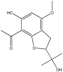 (+)-7-Acetyl-2,3-dihydro-6-hydroxy-2-(1-hydroxy-1-methylethyl)-4-methoxybenzofuran 구조식 이미지