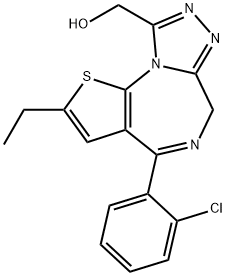 4-(2-Chlorophenyl)-2-ethyl-6H-thieno[3,2-f][1,2,4]triazolo[4,3-a][1,4]diazepine-9-Methanol 구조식 이미지