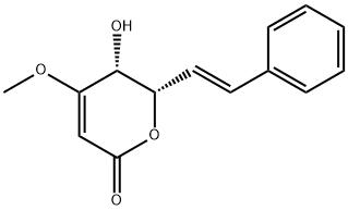 (5R,6S)-5,6-Dihydro-5-hydroxy-4-methoxy-6-[(E)-2-phenylethenyl]-2H-pyran-2-one 구조식 이미지