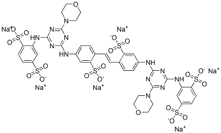 hexasodium 2,2'-[vinylenebis[(3-sulphonato-4,1-phenylene)imino[6-morpholino-1,3,5-triazine-4,2-diyl]imino]]bis(benzene-1,4-disulphonate) Structure