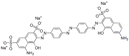 trisodium 5-amino-3-[[4-[[4-[(7-amino-1-hydroxy-3-sulphonato-2-naphthyl)azo]phenyl]azo]phenyl]azo]-4-hydroxynaphthalene-2,7-disulphonate 구조식 이미지