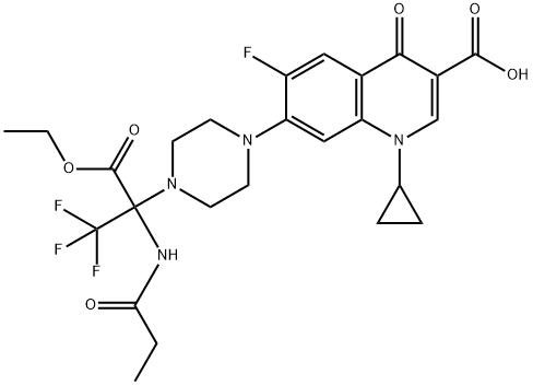 3-Quinolinecarboxylic acid, 1-cyclopropyl-7-[4-[1-(ethoxycarbonyl)-2,2,2-trifluoro-1-[(1-oxopropyl)aMino]ethyl]-1-piperazinyl]-6-fluoro-1,4-dihydro-4-oxo- 구조식 이미지
