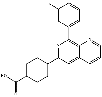 4-[8-(3-Fluorophenyl)-1,7-naphthyridin-6-yl]cyclohexane-1-carboxylic acid Structure