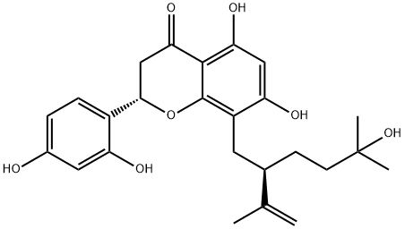2-(2,4-Dihydroxyphenyl)-2,3-dihydro-5,7-dihydroxy-8-[5-hydroxy-5-methyl-2-(1-methylethenyl)hexyl]-4H-1-benzopyran-4-one Structure