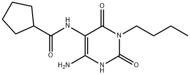 Cyclopentanecarboxamide,  N-(4-amino-1-butyl-1,2,3,6-tetrahydro-2,6-dioxo-5-pyrimidinyl)- 구조식 이미지