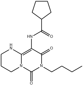 Cyclopentanecarboxamide,  N-(7-butyl-1,3,4,6,7,8-hexahydro-6,8-dioxo-2H-pyrimido[1,6-a]pyrimidin-9-yl)- Structure