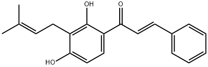 (2E)-1-[2,4-Dihydroxy-3-(3-methyl-2-butenyl)phenyl]-3-phenyl-2-propen-1-one Structure