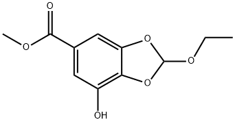 1,3-Benzodioxole-5-carboxylic acid, 2-ethoxy-7-hydroxy-, methyl ester 구조식 이미지