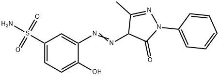 3-[(4,5-dihydro-3-methyl-5-oxo-1-phenyl-1H-pyrazol-4-yl)azo]-4-hydroxybenzenesulphonamide 구조식 이미지