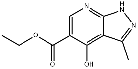 3-METHYL-4-OXO-4,7-DIHYDRO-1H-PYRAZOLO[3,4-B]피리딘-5-카르복실산에틸에스테르 구조식 이미지