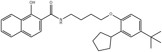 N-[4-[2-cyclopentyl-4-(1,1-dimethylethyl)phenoxy]butyl]-1-hydroxynaphthalene-2-carboxamide Structure