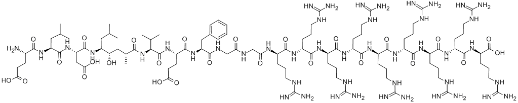 H-GLU-LEU-ASP-[(2R,4S,5S)-5-AMINO-4-HYDROXY-2,7-DIMETHYL-OCTANOYL]-VAL-GLU-PHE-GLY-GLY-D-ARG-D-ARG-D-ARG-D-ARG-D-ARG-D-ARG-D-ARG-D-ARG-D-ARG-OH Structure