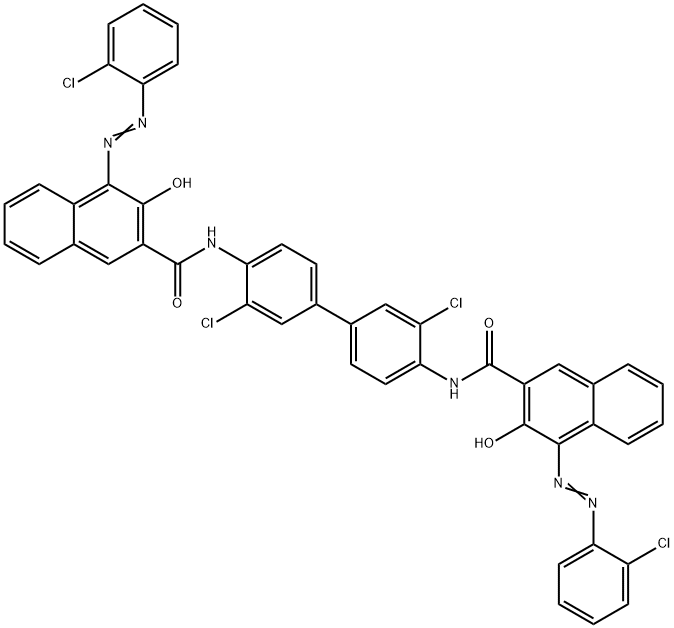N,N'-(3,3'-dichloro[1,1'-biphenyl]-4,4'-diyl)bis[4-[(2-chlorophenyl)azo]-3-hydroxynaphthalene-2-carboxamide] 구조식 이미지