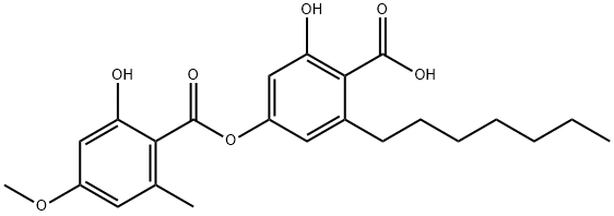 2-Heptyl-6-hydroxy-4-[(2-hydroxy-4-methoxy-6-methylbenzoyl)oxy]benzoic acid Structure