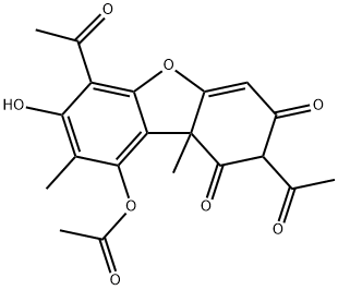 2,6-Diacetyl-9-acetyloxy-7-hydroxy-8,9b-dimethyl-1,3(2H,9bH)-dibenzofurandione Structure
