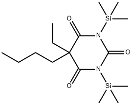 5-Butyl-5-ethyl-1,3-bis(trimethylsilyl)-2,4,6(1H,3H,5H)-pyrimidinetrione 구조식 이미지