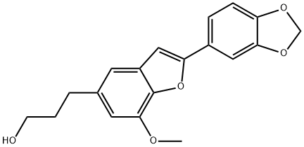 5-(3-Hydroxypropyl)-7-methoxy-2-(3,4-methylenedioxyphenyl)benzofuran Structure