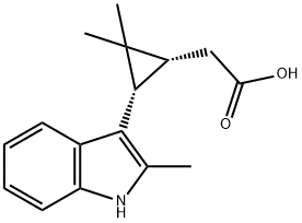 [(1R,3S)-2,2-DIMETHYL-3-(2-METHYL-1H-INDOL-3-YL)CYCLOPROPYL]ACETIC ACID Structure