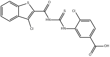 4-CHLORO-3-[[[[(3-CHLOROBENZO[B]THIEN-2-YL)CARBONYL]AMINO]THIOXOMETHYL]AMINO]-BENZOIC ACID Structure