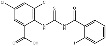 3,5-DICHLORO-2-[[[(2-IODOBENZOYL)AMINO]THIOXOMETHYL]AMINO]-BENZOIC ACID Structure