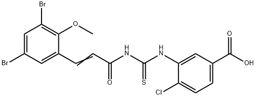 4-CHLORO-3-[[[[3-(3,5-DIBROMO-2-METHOXYPHENYL)-1-OXO-2-PROPENYL]AMINO]THIOXOMETHYL]AMINO]-BENZOIC ACID Structure
