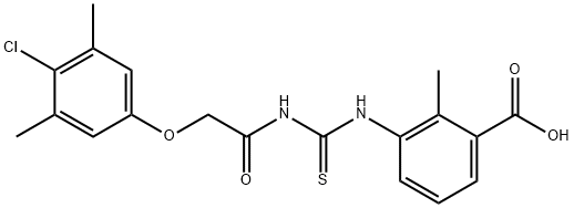 3-[[[[(4-CHLORO-3,5-DIMETHYLPHENOXY)ACETYL]AMINO]THIOXOMETHYL]AMINO]-2-METHYL-BENZOIC ACID Structure