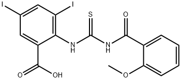 3,5-DIIODO-2-[[[(2-METHOXYBENZOYL)AMINO]THIOXOMETHYL]아미노]-벤조산 구조식 이미지