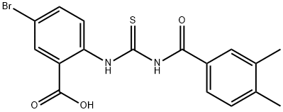 5-BROMO-2-[[[(3,4-DIMETHYLBENZOYL)AMINO]THIOXOMETHYL]AMINO]-BENZOIC ACID Structure