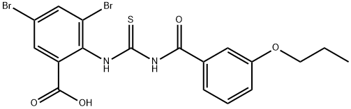 3,5-DIBROMO-2-[[[(3-PROPOXYBENZOYL)아미노]티옥소메틸]아미노]-벤조산 구조식 이미지