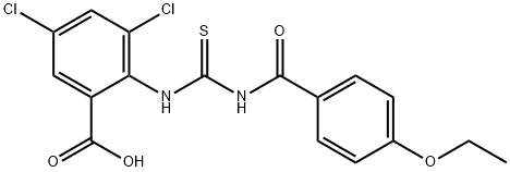 3,5-DICHLORO-2-[[[(4-ETHOXYBENZOYL)AMINO]THIOXOMETHYL]AMINO]-BENZOIC ACID Structure