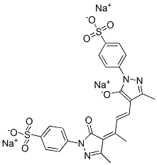 trisodium p-[4,5-dihydro-3-methyl-4-[1-methyl-3-[3-methyl-5-oxido-1-(4-sulphonatophenyl)-1H-pyrazol-4-yl]allylidene]-5-oxo-1H-pyrazol-1-yl]benzenesulphonate Structure