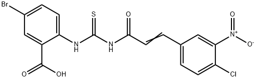 5-BROMO-2-[[[[3-(4-CHLORO-3-NITROPHENYL)-1-OXO-2-PROPENYL]AMINO]THIOXOMETHYL]AMINO]-BENZOIC ACID 구조식 이미지