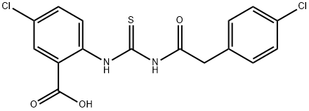 5-CHLORO-2-[[[[(4-CHLOROPHENYL)ACETYL]AMINO]THIOXOMETHYL]AMINO]-BENZOIC ACID Structure