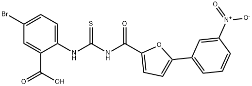 5-BROMO-2-[[[[[5-(3-NITROPHENYL)-2-FURANYL]CARBONYL]AMINO]THIOXOMETHYL]AMINO]-BENZOIC ACID Structure